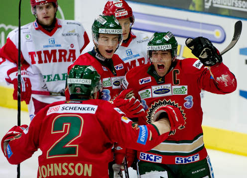 Joel Lundqvist, Frölunda, gör 1-0, jubel