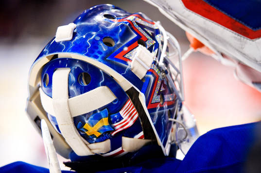 Henrik Lundqvist, målvakt, New York Rangers, hjälm, mask.