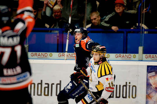 Mike Iggulden, Växjö, jubel, Ryan Gunderson, Brynäs, depp