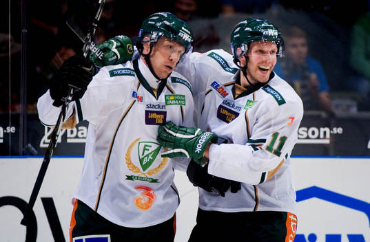 Hannes Hyvönen, Fredrik Sjöström, Färjestad, jubel