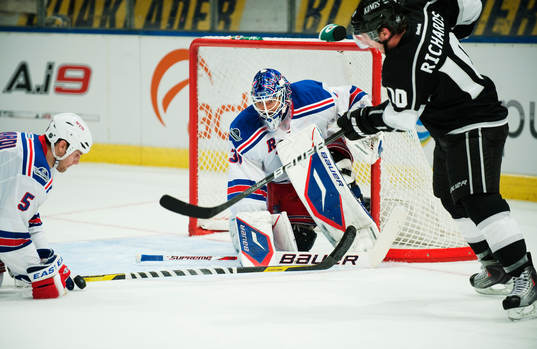 Dan Girardi och Henrik Lundqvist, målvakt, New York