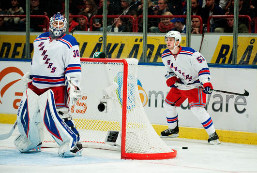Henrik Lundqvist, målvakt, och Tim Erixon, New York Rangers