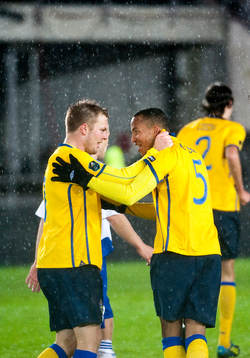 Sebastian Larsson och Martin Olsson jubel tillsammans