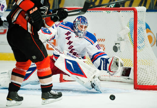 Henrik Lundqvist, målvakt, New York Rangers, har fokus på