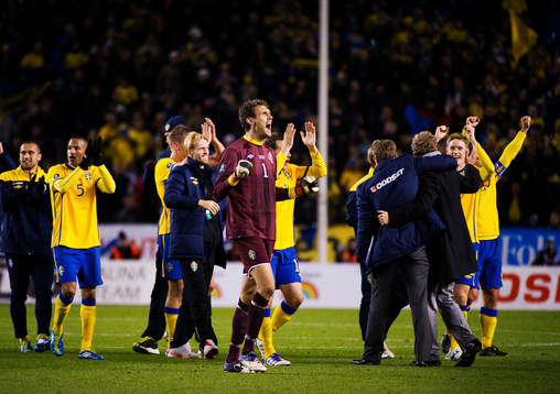 Andreas Isaksson, målvakt, Sverige, jublar. Jubel, glädje