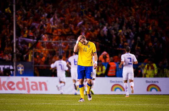 Johan Elmander, Sverige, depp när Holland kvitterat till