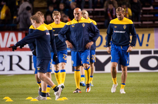 Daniel Majstorovic och Olof Mellberg, uppvärmning