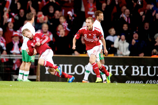 Michael Krohn-Dehli, Christian D Eriksen, Danmark, jubel