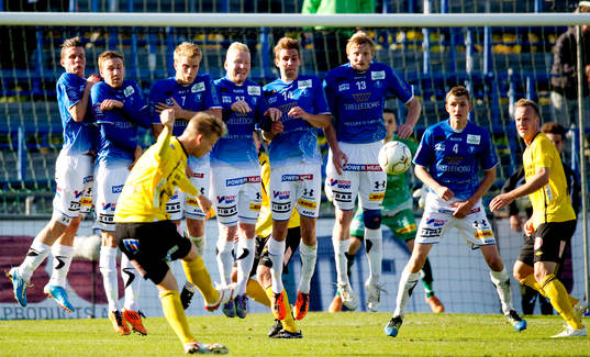 David Löfquist, Mjällby slår in 1-1 på frispark,