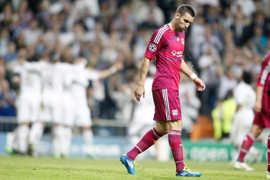 Karim Benzema, Madrid (Jubel) och Anthony Revelliere, Lyon