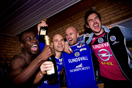Sundsvall klara för Allsvenskan, jubel, glädje