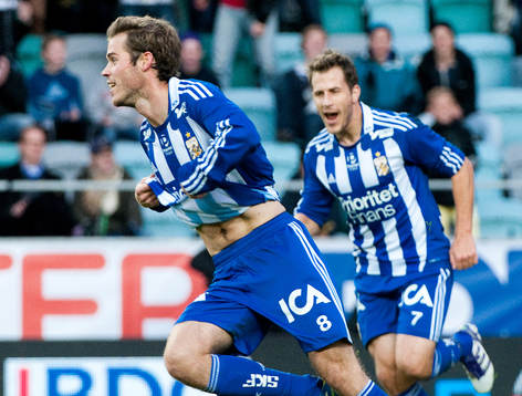 Emil Salomonsson, Göteborg, gör 1-0, jubel Tobias Hysén