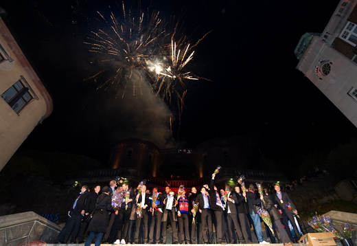 SM-guld, Svenska Mästare 2011,  jubel, glädje. Fyrverkeri