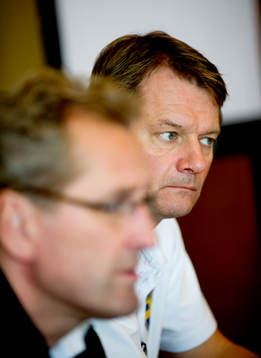 Eric Hamrén, förbundskapten och Hans Hultman, presschef