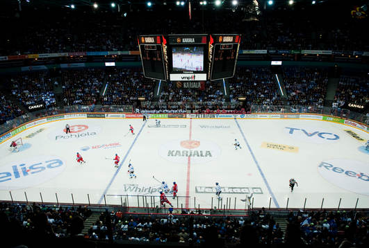 Karjala Cup spelas i Hartwall Arena. Interiör.