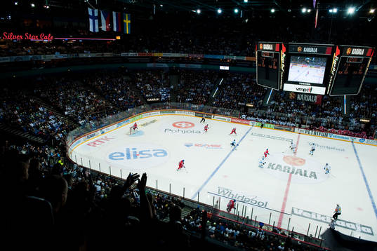 Karjala Cup spelas i Hartwall Arena. Interiör.