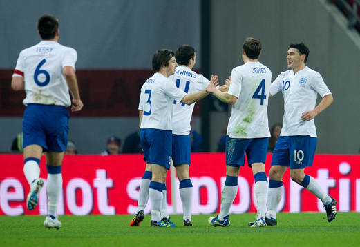Gereth Barry, England, gör 1-0, jubel