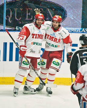 Fredrik Bremberg och Damien Fleury, Timrå, jubel