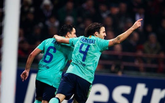 Xavi Hernandez och Cesc Fabregas, Barcelona, jubel