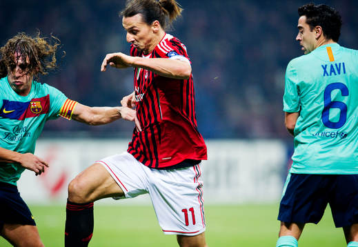 Carles Puyol och Xavi Hernandez, Barcelona, kämpar mot