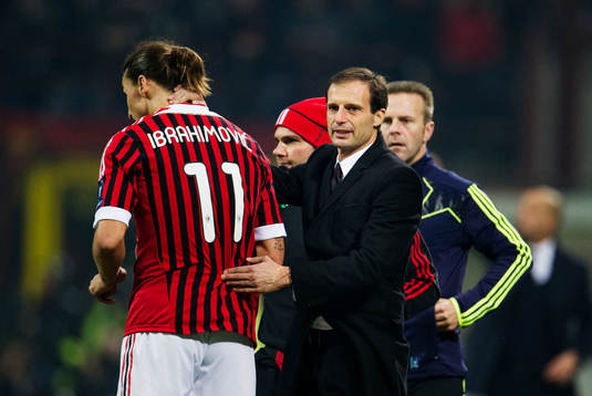 Zlatan Ibrahimovic och Massimiliano Allegri, tränare, AC