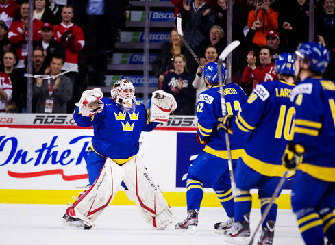 Johan Gustafsson, målvakt, Sverige, glädje, jubel