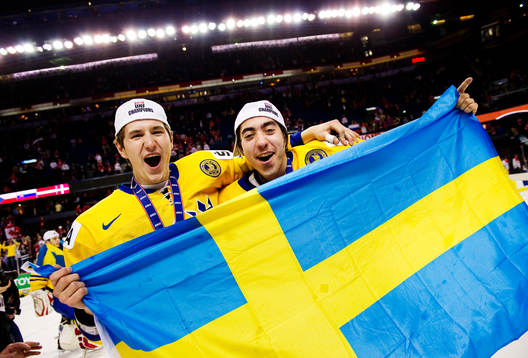 Filip Forsberg och Mika Zibanejad, Sverige. Jubel, glädje