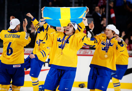 Mika Zibanejad, Sverige, jublar. Jubel, glädje