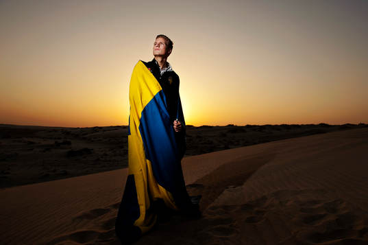 Oscar Hiljemark i öknen utanför Doha
