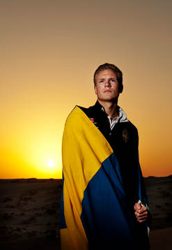 Oscar Hiljemark i öknen utanför Doha