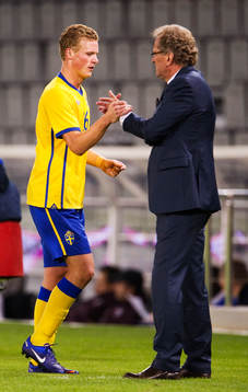 Oscar Hiljemark och Erik Hamrén, förbundskapten, Sverige,