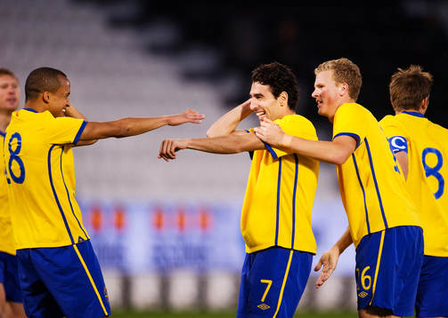 Marcus Olsson, Jimmy Durmaz och Oscar Hiljemark, Sverige,