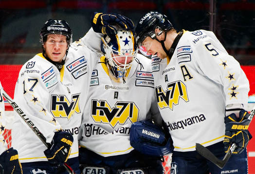 Andreas Falk, Daniel Larsson, målvakt, och Mikko Luoma,