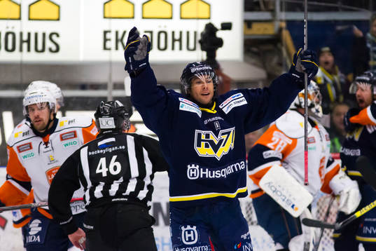 Jason Krog, HV71 jubel.  Växjö, depp