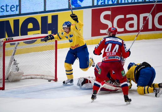 Mattias Weinhandel jubel över 4-1 målet