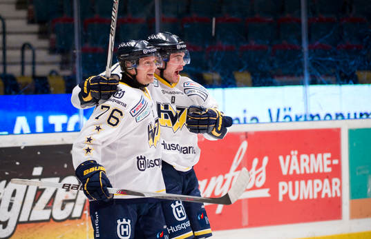 Johan Davidsson och Jesse Joensuu, HV71 jubel