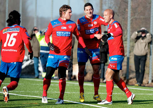 Mattias Lindström, Helsingborg gör 1-0. Jubel