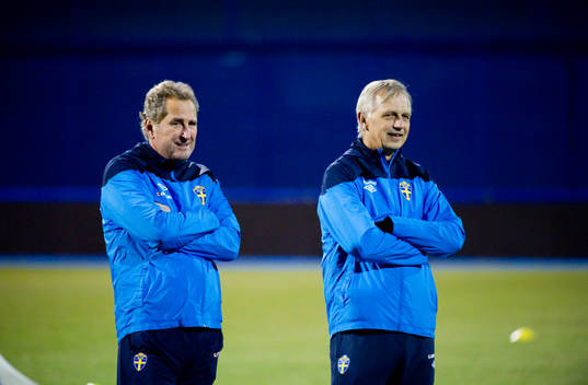 Erik Hamrén, förbundskapten och Lars Richt, landslagschef