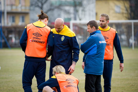 Daniel Majstorovic grinar illa när han går förbi Zlatan