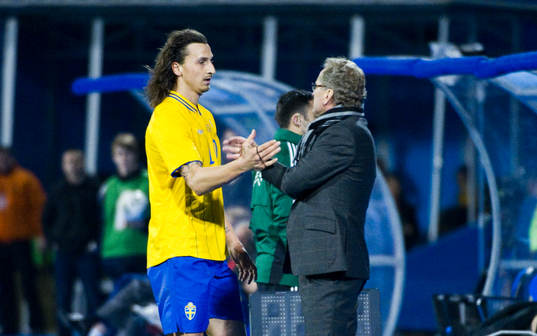Zlatan Ibrahimovic och Erik Hamrén, förbundskapten