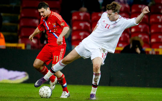 Ala Dzagoev, Ryssland, Nicklas Bendtner, Danmark