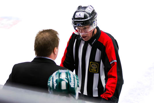 Leif Carlsson tränare, Färjestad, Thomas Andersson, domare