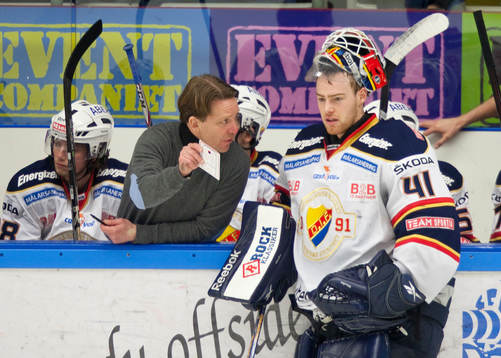 Challe Berglund, tränare och Gustaf Wesslau, målvakt,