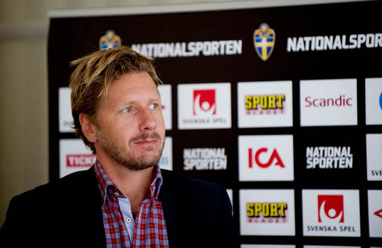 Fotboll, landslag, presskonferens med Svenska