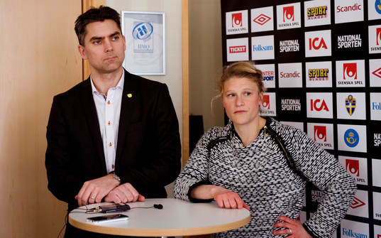 Fotboll, landslag, presskonferens med Svenska