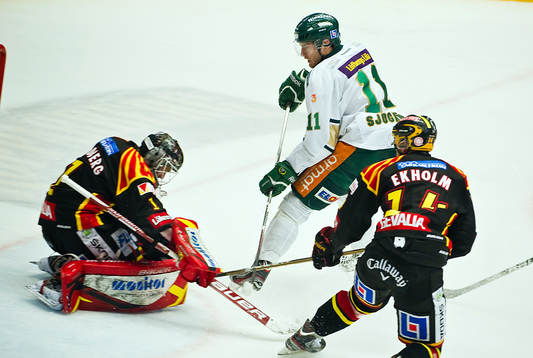 Niklas Svedberg, målvakt, Brynäs och Mattias Sjögren,