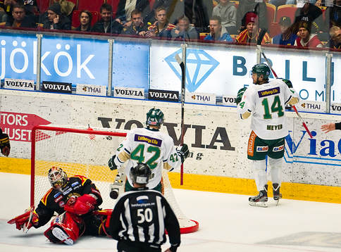 Niklas Svedberg, målvakt, Brynäs och Stefan Meyer,