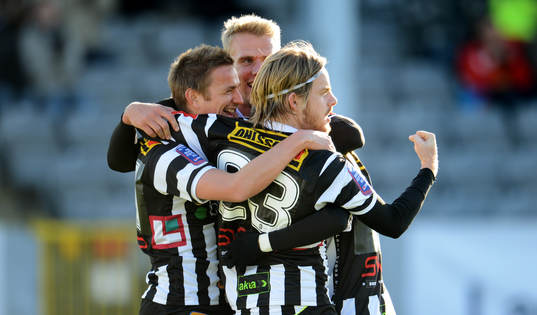 Mål, jubel Fredrik Olsson, Mathias Unkuri, Landskrona