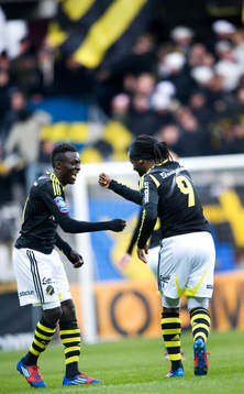 1-0, Martin Mutumba, AIK, grattas av Lalawele Atakora. Jubel