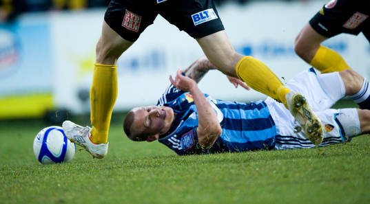 Djurgården överkörda, här Marc Pedersen, Djurgården